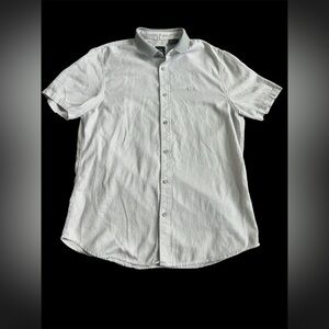 Armani Exchange White/light Gray Striped Button Down Shirt